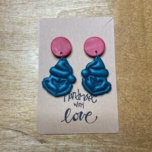 Grinch Earrings Christmas Green Grumpy Mean One Red Button